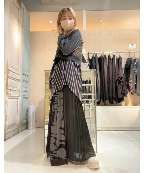 gomme（ゴム）の「60/-ファイン裏毛　ショートトレーナー（スウェット・レディース・ブラック/チャコールグレー/カーキ・MEDIUM）」の22枚目の写真