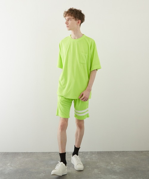 TONE SELECT WEAR（トーンセレクトウェア）の「【TONE BY AS】パイルボケ付き半袖クルー(BL)（Tシャツ/カットソー・メンズ・ブラック/ベージュ/ネイビー/ピンク/イエロー/アイボリー・LARGE/MEDIUM）」の5枚目の写真