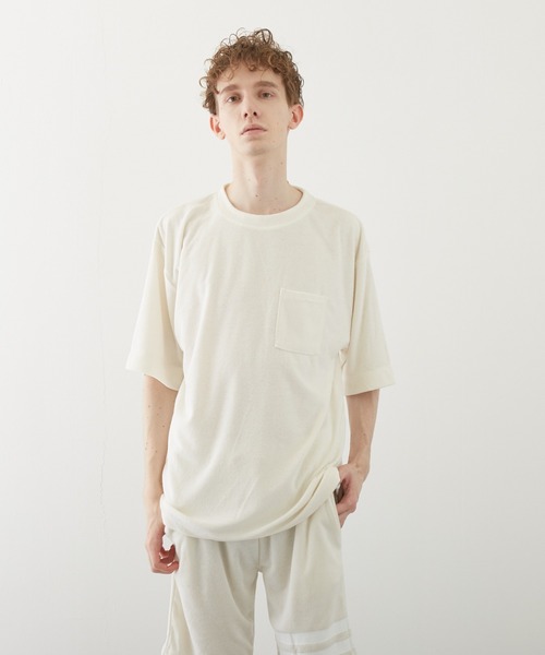 TONE SELECT WEAR（トーンセレクトウェア）の「【TONE BY AS】パイルボケ付き半袖クルー(BL)（Tシャツ/カットソー・メンズ・ブラック/ベージュ/ネイビー/ピンク/イエロー/アイボリー・LARGE/MEDIUM）」の3枚目の写真