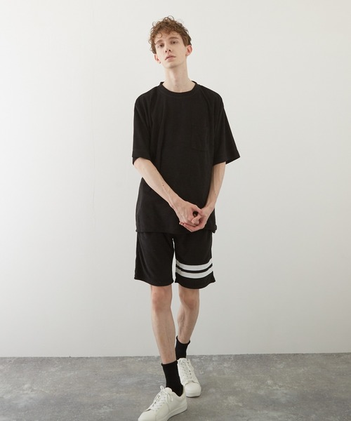 TONE SELECT WEAR（トーンセレクトウェア）の「【TONE BY AS】パイルボケ付き半袖クルー(BL)（Tシャツ/カットソー・メンズ・ブラック/ベージュ/ネイビー/ピンク/イエロー/アイボリー・LARGE/MEDIUM）」の4枚目の写真
