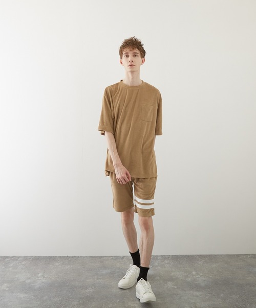 TONE SELECT WEAR（トーンセレクトウェア）の「【TONE BY AS】パイルボケ付き半袖クルー(BL)（Tシャツ/カットソー・メンズ・ブラック/ベージュ/ネイビー/ピンク/イエロー/アイボリー・LARGE/MEDIUM）」の7枚目の写真