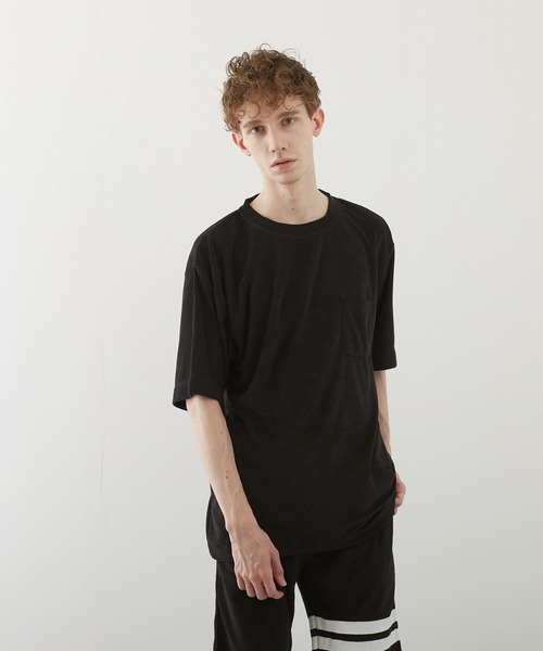 TONE SELECT WEAR（トーンセレクトウェア）の「【TONE BY AS】パイルボケ付き半袖クルー(BL)（Tシャツ/カットソー・メンズ・ブラック/ベージュ/ネイビー/ピンク/イエロー/アイボリー・LARGE/MEDIUM）」の8枚目の写真