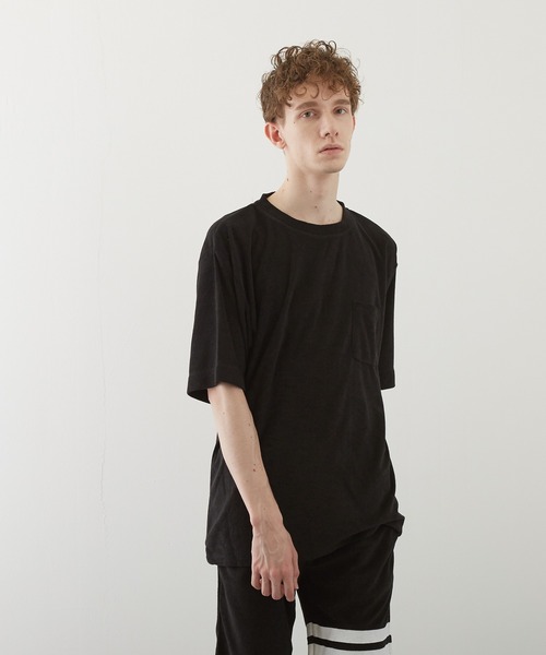 TONE SELECT WEAR（トーンセレクトウェア）の「【TONE BY AS】パイルボケ付き半袖クルー(BL)（Tシャツ/カットソー・メンズ・ブラック/ベージュ/ネイビー/ピンク/イエロー/アイボリー・LARGE/MEDIUM）」の14枚目の写真