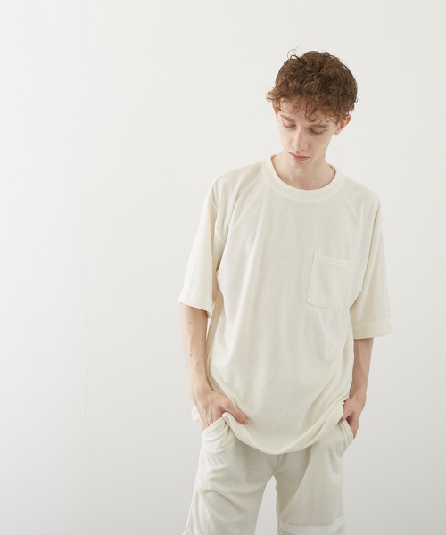 TONE SELECT WEAR（トーンセレクトウェア）の「【TONE BY AS】パイルボケ付き半袖クルー(BL)（Tシャツ/カットソー・メンズ・ブラック/ベージュ/ネイビー/ピンク/イエロー/アイボリー・LARGE/MEDIUM）」の22枚目の写真
