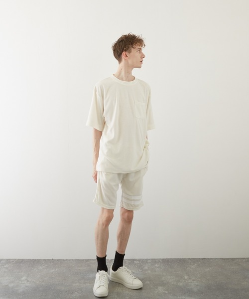 TONE SELECT WEAR（トーンセレクトウェア）の「【TONE BY AS】パイルボケ付き半袖クルー(BL)（Tシャツ/カットソー・メンズ・ブラック/ベージュ/ネイビー/ピンク/イエロー/アイボリー・LARGE/MEDIUM）」の17枚目の写真