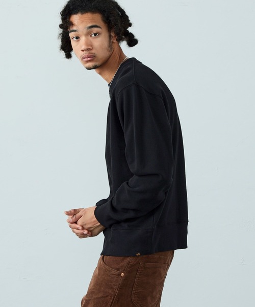 Alpha Industries（アルファインダストリーズ）の「ブランドロゴ クルーネックスウェット　無地/カモ柄（スウェット・メンズ・ブラック/ブラック系その他/ブラック系その他2/ヘザーグレー/グレイッシュベージュ/ブルー系その他/グレイッシュブルー・LARGE/X-LARGE/MEDIUM）」の13枚目の写真