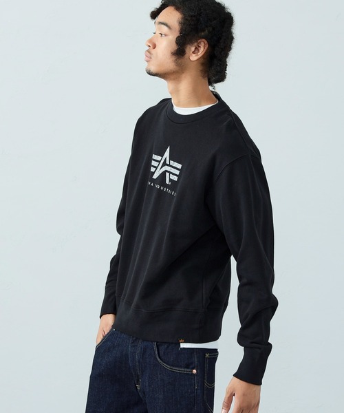 Alpha Industries（アルファインダストリーズ）の「ブランドロゴ クルーネックスウェット　無地/カモ柄（スウェット・メンズ・ブラック/ブラック系その他/ブラック系その他2/ヘザーグレー/グレイッシュベージュ/ブルー系その他/グレイッシュブルー・LARGE/X-LARGE/MEDIUM）」の17枚目の写真