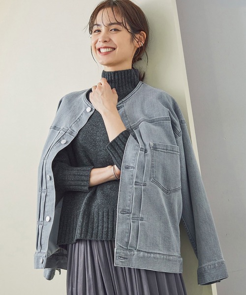 ROPE'(ロペ)の「【一部WEB限定】タスマニアウールボトルネックタイトプルオーバーニット(ニット/セーター・レディース・チャコールグレー/ホワイト/ベージュ/ライトグリーン/カーキ/サックスブルー/ラベンダー・38)」の3枚目の写真