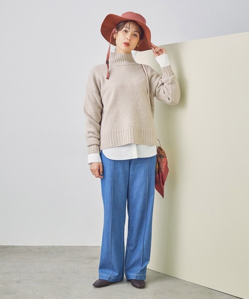 ROPE'(ロペ)の「【一部WEB限定】タスマニアウールボトルネックタイトプルオーバーニット(ニット/セーター・レディース・チャコールグレー/ホワイト/ベージュ/ライトグリーン/カーキ/サックスブルー/ラベンダー・38)」の11枚目の写真