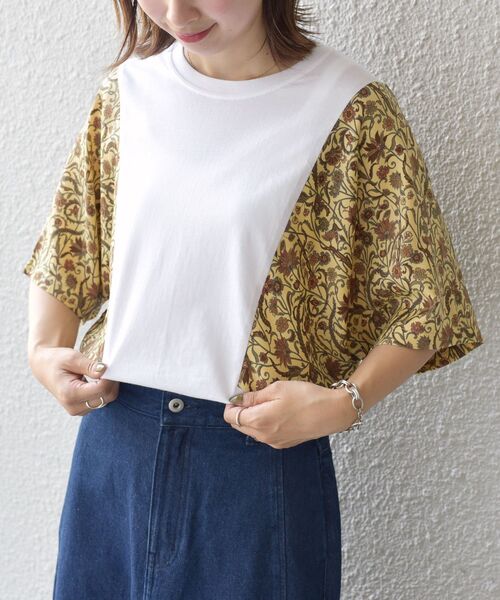 SHIPS（シップス）の「【SHIPS別注】MAISON No.8：ドッキングトップス（Tシャツ/カットソー・レディース・ベージュ/ベージュ系その他/ブラック・ONE SIZE）」の4枚目の写真