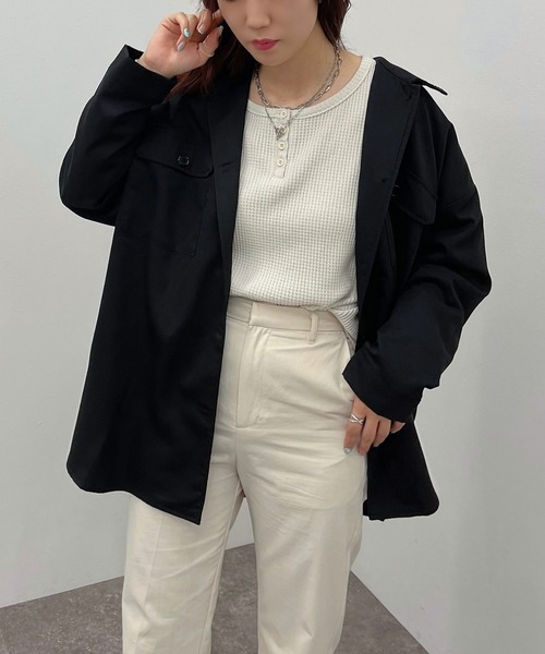 apres jour mignon(アプレジュールミニョン)の「BIG CPOシャツ【ZOZOTOWN限定アイテム】(シャツ/ブラウス・レディース・ブラック/ダークグリーン/カーキ・X-LARGE/フリー)」の20枚目の写真