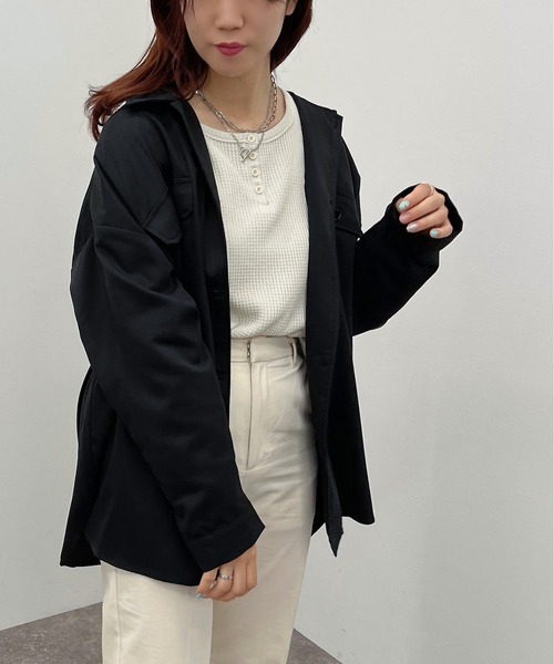 apres jour mignon(アプレジュールミニョン)の「BIG CPOシャツ【ZOZOTOWN限定アイテム】(シャツ/ブラウス・レディース・ブラック/ダークグリーン/カーキ・X-LARGE/フリー)」の13枚目の写真