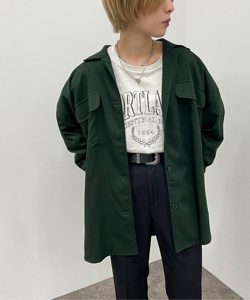 apres jour mignon(アプレジュールミニョン)の「BIG CPOシャツ【ZOZOTOWN限定アイテム】(シャツ/ブラウス・レディース・ブラック/ダークグリーン/カーキ・X-LARGE/フリー)」の4枚目の写真