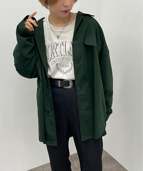 apres jour mignon(アプレジュールミニョン)の「BIG CPOシャツ【ZOZOTOWN限定アイテム】(シャツ/ブラウス・レディース・ブラック/ダークグリーン/カーキ・X-LARGE/フリー)」の21枚目の写真