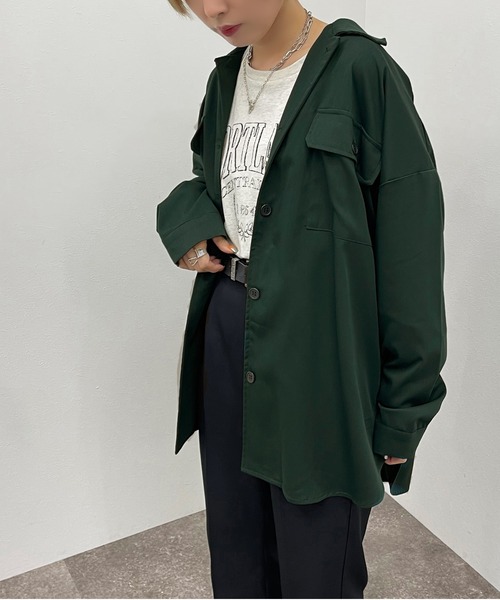 apres jour mignon(アプレジュールミニョン)の「BIG CPOシャツ【ZOZOTOWN限定アイテム】(シャツ/ブラウス・レディース・ブラック/ダークグリーン/カーキ・X-LARGE/フリー)」の14枚目の写真
