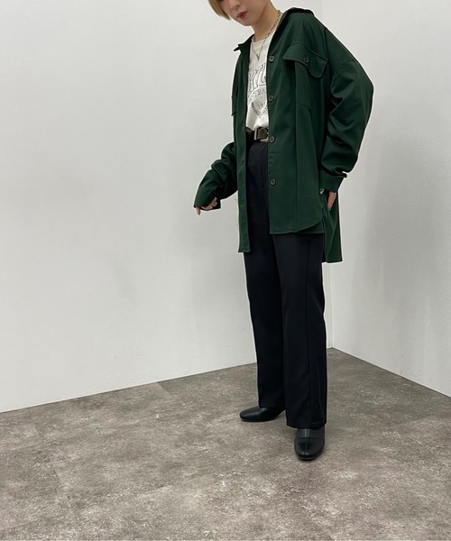 apres jour mignon(アプレジュールミニョン)の「BIG CPOシャツ【ZOZOTOWN限定アイテム】(シャツ/ブラウス・レディース・ブラック/ダークグリーン/カーキ・X-LARGE/フリー)」の18枚目の写真