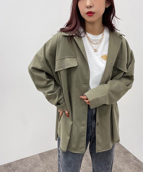 apres jour mignon(アプレジュールミニョン)の「BIG CPOシャツ【ZOZOTOWN限定アイテム】(シャツ/ブラウス・レディース・ブラック/ダークグリーン/カーキ・X-LARGE/フリー)」の9枚目の写真