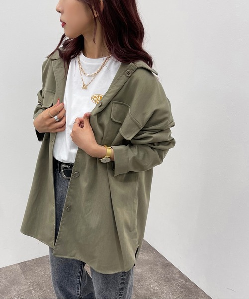 apres jour mignon(アプレジュールミニョン)の「BIG CPOシャツ【ZOZOTOWN限定アイテム】(シャツ/ブラウス・レディース・ブラック/ダークグリーン/カーキ・X-LARGE/フリー)」の19枚目の写真