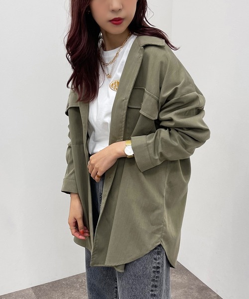apres jour mignon(アプレジュールミニョン)の「BIG CPOシャツ【ZOZOTOWN限定アイテム】(シャツ/ブラウス・レディース・ブラック/ダークグリーン/カーキ・X-LARGE/フリー)」の6枚目の写真