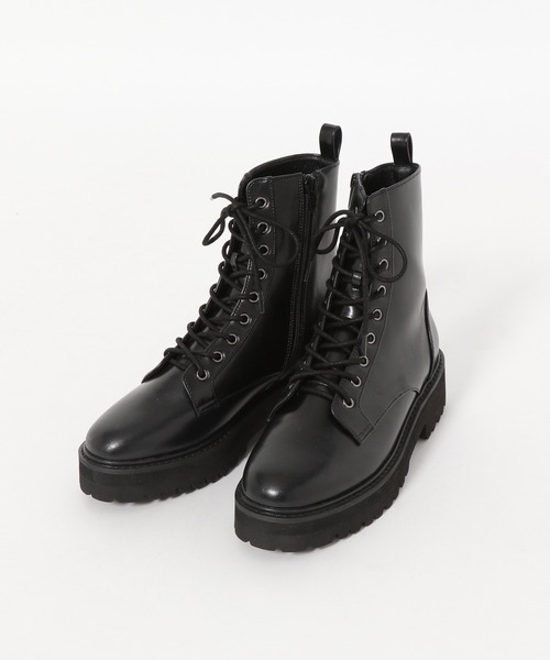 mysty woman（ミスティウーマン）の「厚底レースアップブーツ 219902（ブーツ・レディース・ブラック/アイボリー・MEDIUM/LARGE）」の6枚目の写真