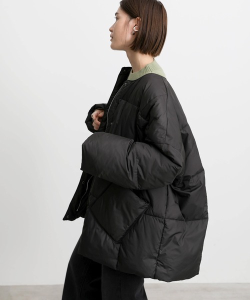 select MOCA(セレクトモカ)の「ノーカラーパッファーコート(ダウンジャケット/コート・レディース・ホワイト/ブラック・FREE)」の6枚目の写真