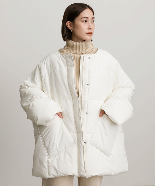 select MOCA(セレクトモカ)の「ノーカラーパッファーコート(ダウンジャケット/コート・レディース・ホワイト/ブラック・FREE)」の8枚目の写真
