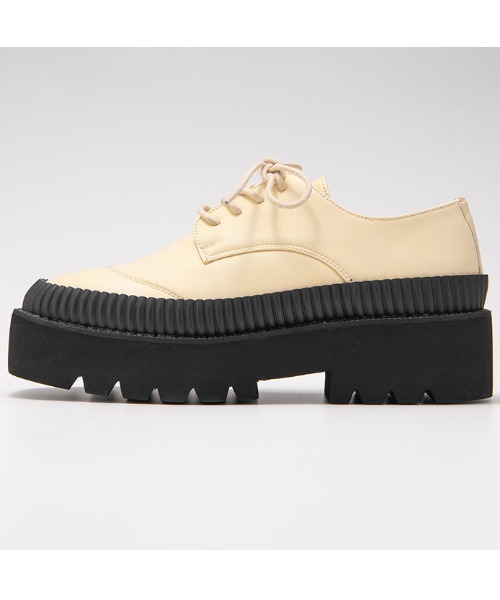 GeeRA(ジーラ)の「レースアップトラックソールシューズ(スニーカー・レディース・アイボリー/ブラック・LARGE/MEDIUM/X-LARGE/SMALL)」の3枚目の写真