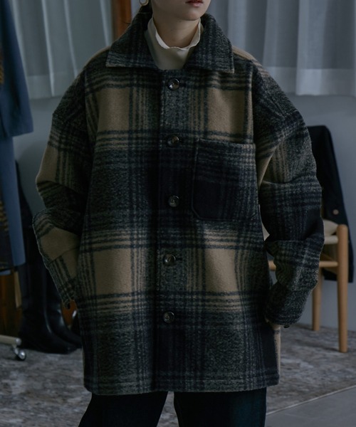 etoll.（エトル）の「フェイクウール チェック柄ジャケット（テーラードジャケット・レディース・ベージュ/ブラウン・M/L）」の18枚目の写真