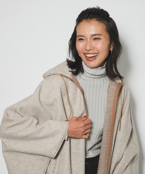 ✨極美品 リヴドロワ ウールライク ジャージ ポンチョコート フード  パーカー ✨極美品 リヴドロワ ウールライク ジャージ ポンチョコート