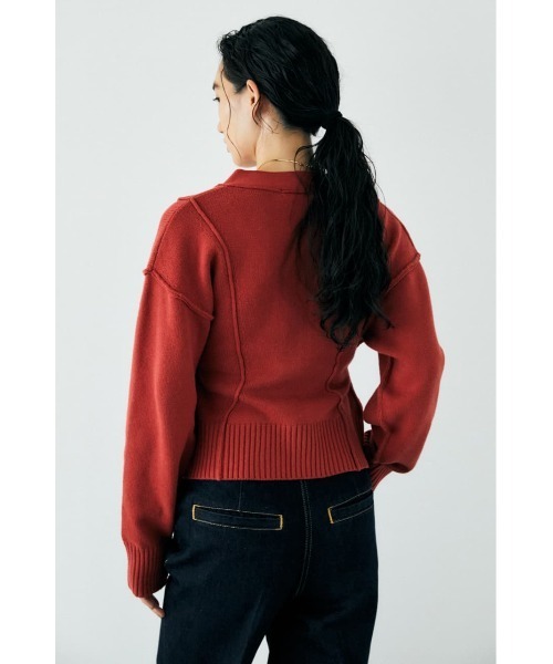 MOUSSY(マウジー)の「FITTED LINE V/N カーディガン(カーディガン/ボレロ・レディース・オレンジ/ライトベージュ/ダークネイビー・FREE)」の8枚目の写真