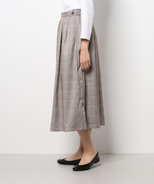 ehka sopo（エヘカソポ）の「グレンチェックギャザースカート（スカート・レディース・ベージュ/ブラウン/グレー・ﾌﾘ-）」の5枚目の写真