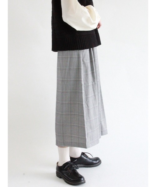 ehka sopo（エヘカソポ）の「グレンチェックギャザースカート（スカート・レディース・ベージュ/ブラウン/グレー・ﾌﾘ-）」の7枚目の写真