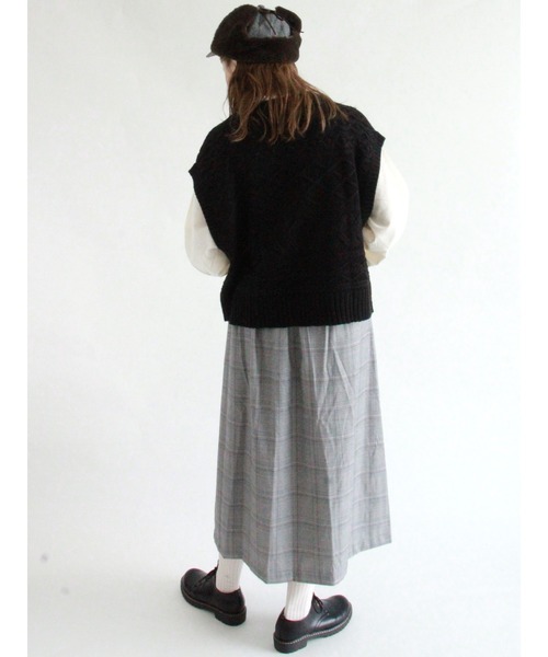ehka sopo（エヘカソポ）の「グレンチェックギャザースカート（スカート・レディース・ベージュ/ブラウン/グレー・ﾌﾘ-）」の8枚目の写真