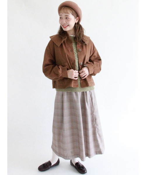 ehka sopo（エヘカソポ）の「グレンチェックギャザースカート（スカート・レディース・ベージュ/ブラウン/グレー・ﾌﾘ-）」の16枚目の写真