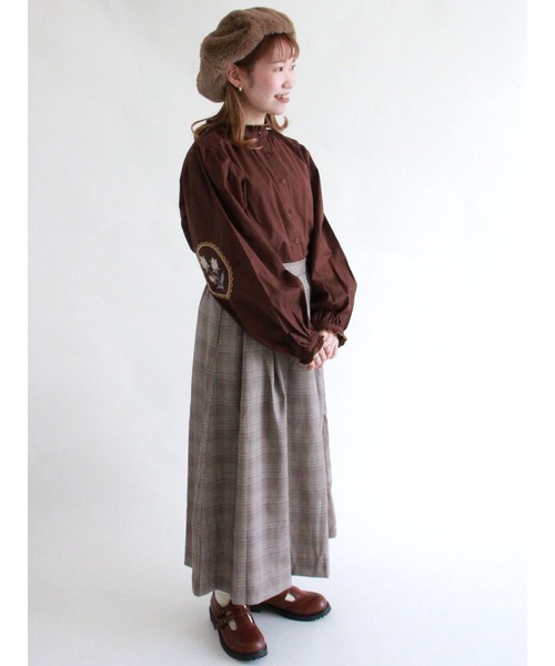 ehka sopo（エヘカソポ）の「グレンチェックギャザースカート（スカート・レディース・ベージュ/ブラウン/グレー・ﾌﾘ-）」の10枚目の写真