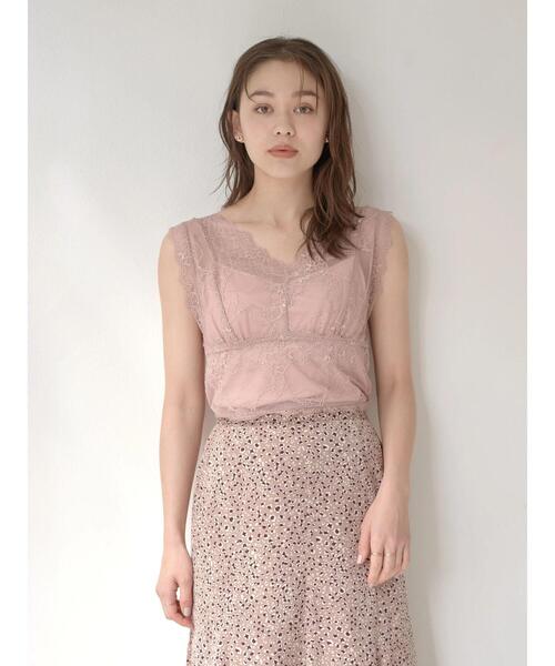 earth music&ecology（アースミュージックアンドエコロジー）の「華奢レースカップ付インナー ＊（キャミソール・レディース・ブラック/アイボリー/モカ/ピンクベージュ・S/M）」の19枚目の写真