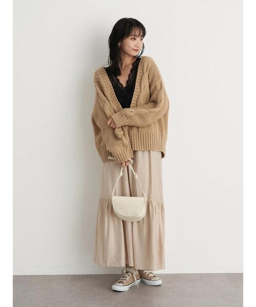 earth music&ecology（アースミュージックアンドエコロジー）の「華奢レースカップ付インナー ＊（キャミソール・レディース・ブラック/アイボリー/モカ/ピンクベージュ・S/M）」の16枚目の写真