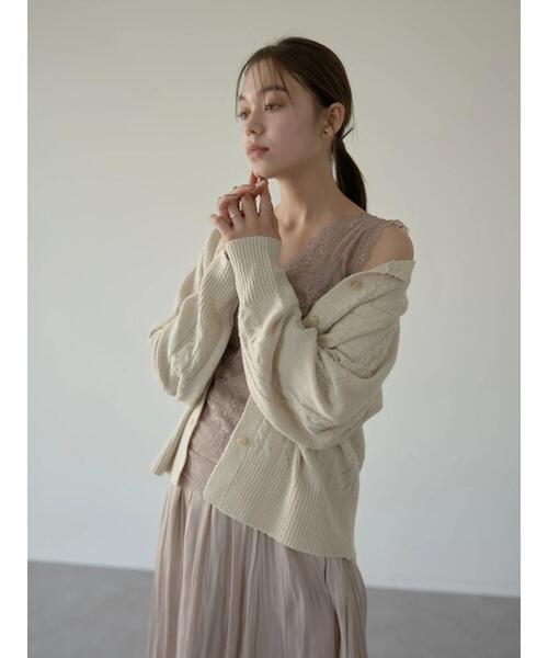 earth music&ecology（アースミュージックアンドエコロジー）の「華奢レースカップ付インナー ＊（キャミソール・レディース・ブラック/アイボリー/モカ/ピンクベージュ・S/M）」の14枚目の写真