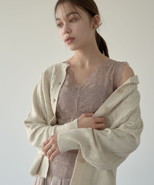 earth music&ecology（アースミュージックアンドエコロジー）の「華奢レースカップ付インナー ＊（キャミソール・レディース・ブラック/アイボリー/モカ/ピンクベージュ・S/M）」の3枚目の写真