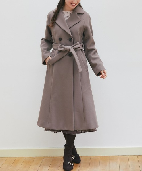 デニムロングコート ウエストリボン付き tocco closet（トッコ クローゼット）の「ウエストリボン付きフロント