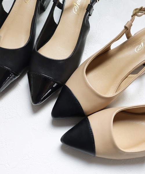 SESTO（セスト）の「バイカラーバックストラップローヒールパンプス（パンプス・レディース・ブラック/ベージュ・22.5cm/23.5cm/24.5cm/23.0cm/24.0cm/25.0cm）」の4枚目の写真