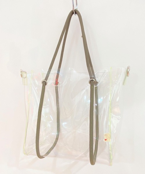 Q（キュー）の「クリアトート（トートバッグ・レディース・ピンク/ライム・ONE SIZE）」の15枚目の写真