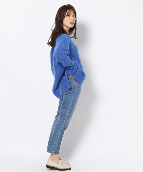 BARNYARDSTORM（バンヤードストーム）の「BARNYARDSTORM / ループヤーンVネックニット（ニット/セーター・レディース・ベージュ/オフホワイト/ブルー・FREE）」の14枚目の写真