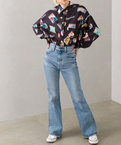 SpRay（スプレイ）の「総柄シャツ（シャツ/ブラウス・レディース・ブラック/オフホワイト・FREE）」の4枚目の写真