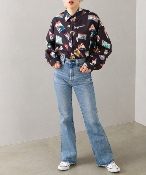 SpRay（スプレイ）の「総柄シャツ（シャツ/ブラウス・レディース・ブラック/オフホワイト・FREE）」の7枚目の写真