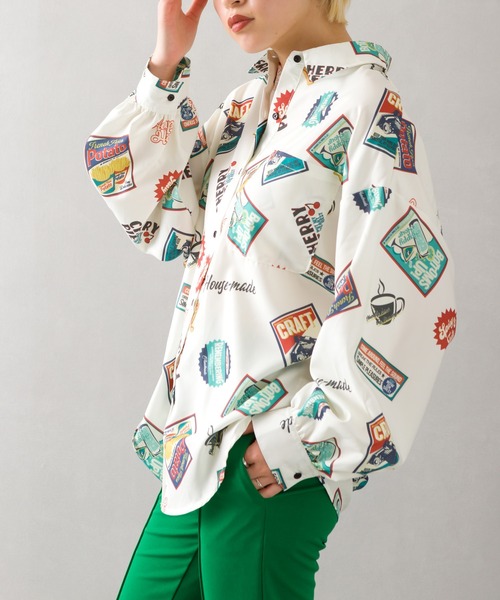 SpRay（スプレイ）の「総柄シャツ（シャツ/ブラウス・レディース・ブラック/オフホワイト・FREE）」の10枚目の写真