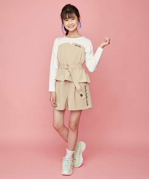 JENNI love(ジェニィラブ)の「ベルト付きビスチェドッキングロンT(Tシャツ/カットソー・キッズ・サックスブルー/ラベンダー/ベージュ・130cm/140cm/160cm/150cm)」の9枚目の写真