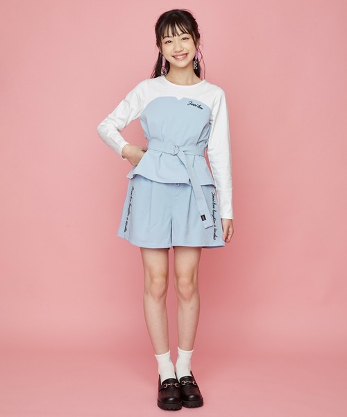 JENNI love(ジェニィラブ)の「ベルト付きビスチェドッキングロンT(Tシャツ/カットソー・キッズ・サックスブルー/ラベンダー/ベージュ・130cm/140cm/160cm/150cm)」の4枚目の写真