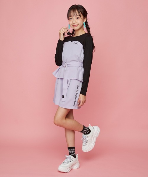 JENNI love(ジェニィラブ)の「ベルト付きビスチェドッキングロンT(Tシャツ/カットソー・キッズ・サックスブルー/ラベンダー/ベージュ・130cm/140cm/160cm/150cm)」の8枚目の写真