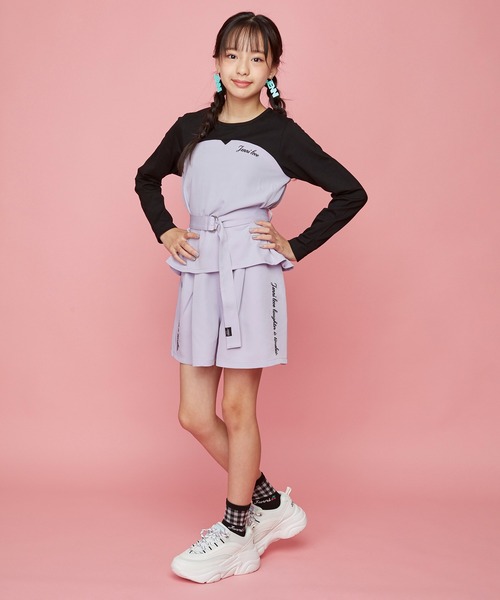 JENNI love(ジェニィラブ)の「ベルト付きビスチェドッキングロンT(Tシャツ/カットソー・キッズ・サックスブルー/ラベンダー/ベージュ・130cm/140cm/160cm/150cm)」の6枚目の写真